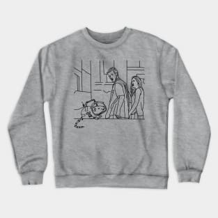 Space Rat Distracted Boyfriend Meme Outline Crewneck Sweatshirt